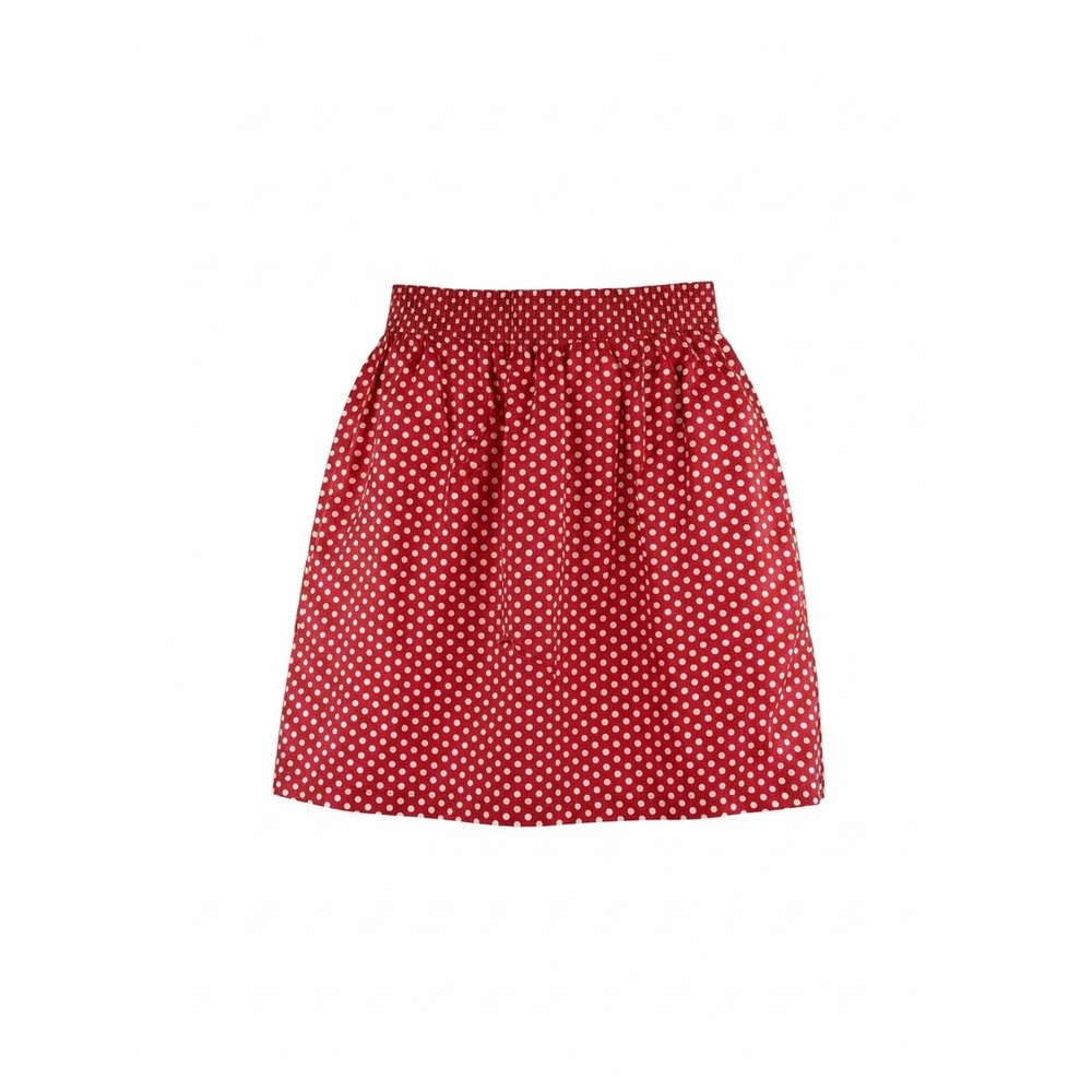 Tulip B Red White Polka Dot Smocked Waist Rayon A-Line Skirt S8JS5124 Womens S